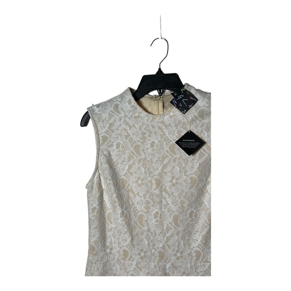 1854. NASTY GAL ALL LACE WITH LINER MINI LENGTH DRESS WHITE/BEIGE IN COLOR SZ MD - Picture 3 of 10